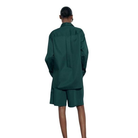 ZARA POPLIN SHIRT WITH ASYMMETRICAL CUT BLUE-GREEN SIZE L | 2246/335 - Picture 4 of 4